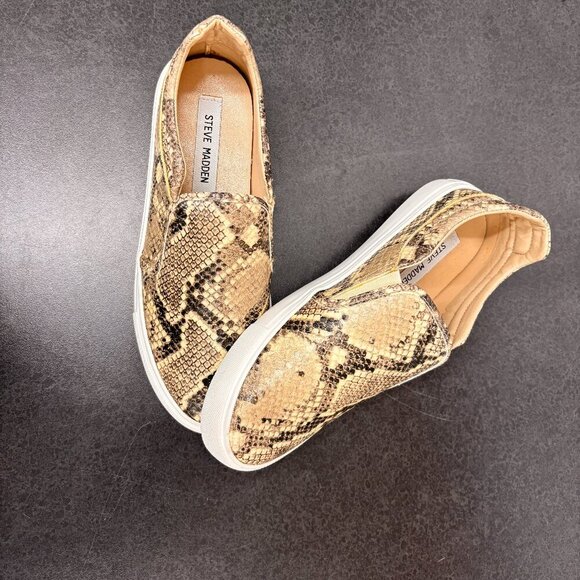 Steve Madden Gills Natural Faux Snake Slip-On Sneakers Women's Loafers Size 7.5 - Picture 3 of 10